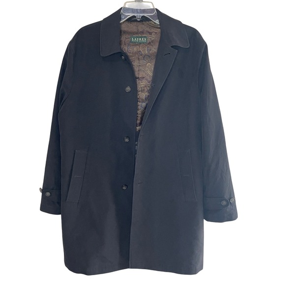 LAUREN RALPH LAUREN Men's Black Insulated Trench Coat, 38R